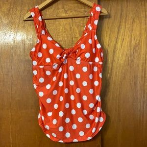 Orange/Red White Polkadot Maternity Swim Top